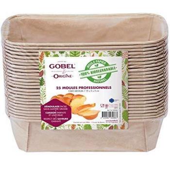 GOBEL - Pack de 25 moldes profesionales Cakes - Moldes desechables de papel natural 100% biodegradable - Apto para horno, frigorífico, Congelador - Desmolido fácil