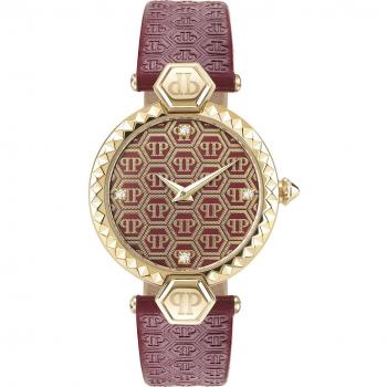 Philipp Plein Couture Red Leather Strap Watch, Pink female, Sizes: ONE SIZE