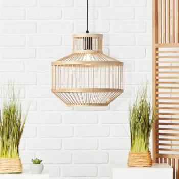 Lámpara colgante Teva 1 luz E27, altura ajustable, negro y natural