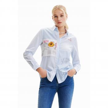 Desigual Women's Blue Long Sleeve Printed Shirt - Hamburg Style