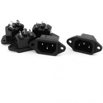 sourcing map AC 250V 10A IEC 320 C14 Enchufe Macho Montaje En Panel Enchufe De Entrada 5PCS