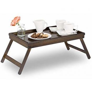 Bandeja de cama plegable de madera marrón oscuro 22 x 64 x 31 cm