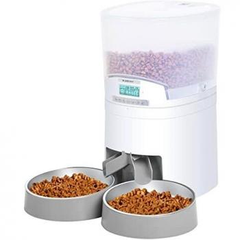 7L dispensador de alimentación automático para Dos Mascotas, WellToBe Comedero automático Gatos y Perros, Programable con Temporizador hasta 6 Comidas al día, Grabadora de Voz y Altavoz