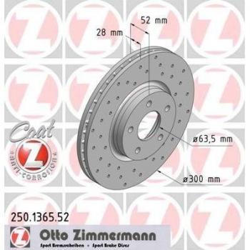 Zimmermann 250,1365.52 Freno de Disco Delantero, Perforado, Sport Coat Z