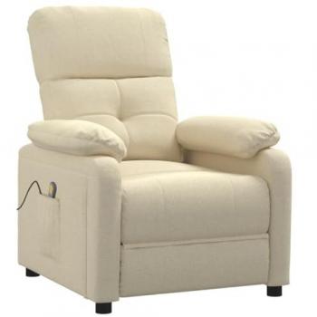 Sillón de masaje de tela color crema vidaXL