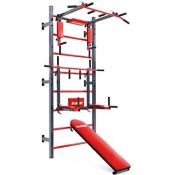 K-SPORT Espaldera Multifuncional con Dip Bar, Barra de Dominadas y Banco de Entrenamiento - Hecho en UE
