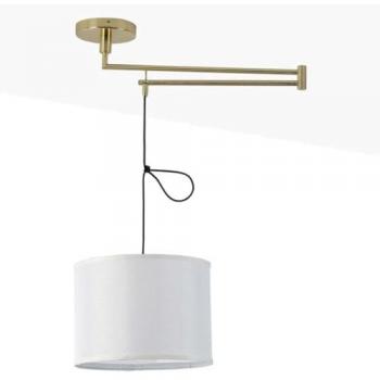 Lámpara Colgante LED Articulada Neck de Techo E27 con Brazo Giratorio Dorado y Pantalla Blanca