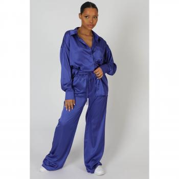 Satin Wide Leg Trousers Purple