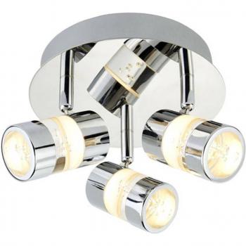 Plafón LED Bubbles Metal Cromo, acrílico, 3 bombillas, diámetro 12cm, IP44