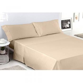 ESTELA - Juego de sábanas Lisos BIÉS 200 Hilos Color Piedra
