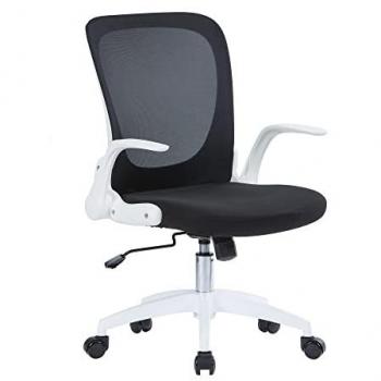 Silla de Oficina Ergonométrica Jackson - Estructura Blanca, Respaldo de Malla Negra, Con Reposabrazos Abatibles