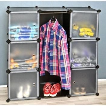 Ts Ideen 5106 Mobile baño, dormitorio gabinete, 6 puertas y Escudo Subasta, polipropileno, Negro