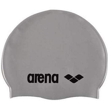 Arena unisex classic silicone swim cap, Unisex, 91662, silver-black, One Size