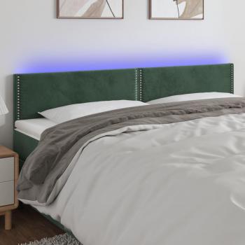 Cabecero LED Verde Oscuro 200x5x78/88 cm en Terciopelo con iluminación LED integrada