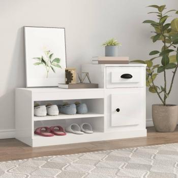 Mueble zapatero de madera contrachapada 100x42x60 cm en color blanco, gris hormigón y gris sonoma