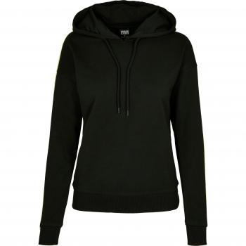 Urban Classics Women's Neon Stripe Shoulder Hoodie Black/Electric Lime