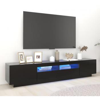 vidaXL TV Cabinet with LED Lights Black 200x35x40 cm