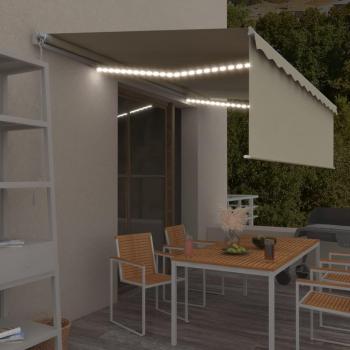 Toldo retráctil manual con persiana y LED 5x3 m crema