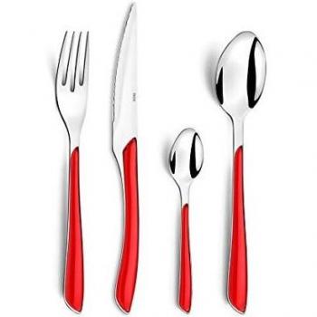 Amefa S24 Cubierto INOX+ABS Rojo ECLAT Cuberterías combinadas, Acero Inoxidable, 25 x 14 x 8 cm, 6