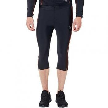 Ultrasport - Mallas deportivas de compresión para hombre, longitud 3/4, secado rápido, talla L, color negro y naranja fluorescente