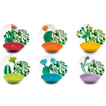 Excelsa Color Cactus - Vajilla de 18 piezas, porcelana y cerámica, multicolor