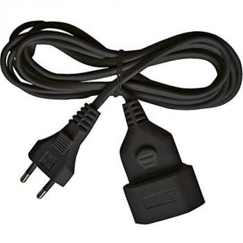 Brennenstuhl Alargador Eléctrico de 3m con Enchufe Plano Tipo Euro, Cable Plano H03VVH2-F 2x0,75, Color Negro para Interiores