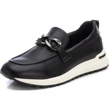 Mocasines de mujer Xti de material vegano con suela deportiva - Color Negro, Talla 41
