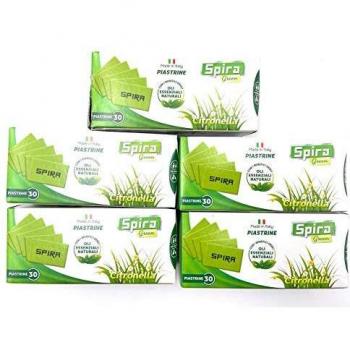 Piastrine Antizancudos Spira Green con Aceites Esenciales - 30 Piezas - Aromatizadas a Citronela