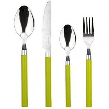 Renberg Set de 24 Piezas de cubertería de Acero Inoxidable, Verde, centimeters