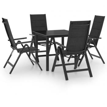 Juego de comedor de jardín 5 piezas de aluminio gris antracita