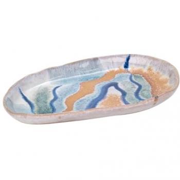 Bandeja Decorativa Plateada con Jarrones y Portavelas - 3x23x14cm