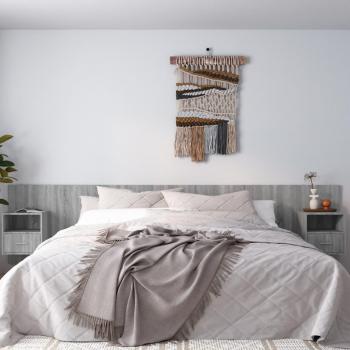 Cabecero de cama y mesitas de noche de madera contrachapada gris Sonoma