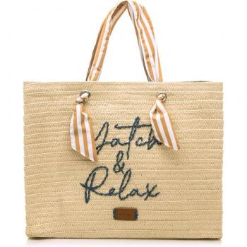 Bolso tote bag NAGA beige Mustang - Capazo de tejido con cierre de cremallera para mujer