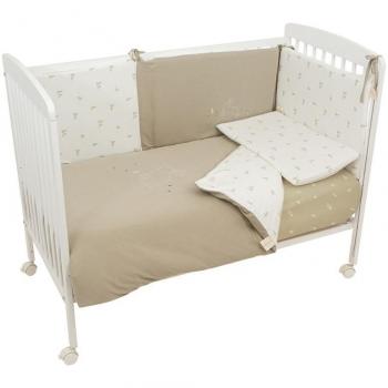 Bimbidreams Nórdico y Protector Cuna Bunny - Funda Nórdica + Protector + Funda Almohada 100x135cm Conejo Verde Musgo