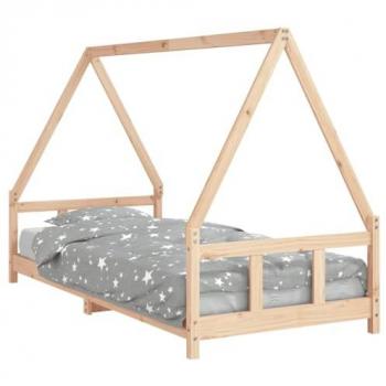 Estructura de cama para niños madera maciza de pino 90x200 cm Marrón