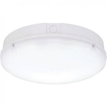 Plafón de jardín Forca 1 bombilla Policarbonato blanco brillo, Lámpara empotrada LED integrada de emergencia y microondas para exteriores, blanco brillante, ópalo IP65