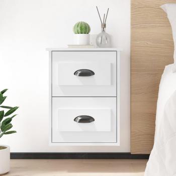 Mesitas de noche de pared 2 piezas blanco pulido 41,5x36x53 cm