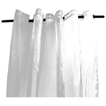 Cortina irisada con colgadores 280x250 cm blanca y plateada