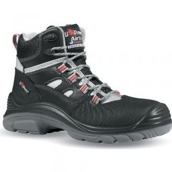 U-Power Botas de Seguridad Cross S3 Gr. 44 Negro / Gris / Rojo Cuero / Malla SRC EN20345