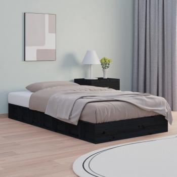 Estructura de cama de madera maciza negra 90x200 cm vidaXL