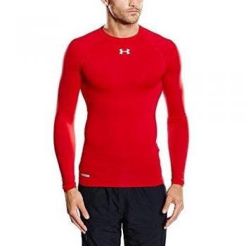 Under Armour Sonic Compression - Camisa de compresión, de manga larga para hombre, tamaño Medio, color rojo/ blanco