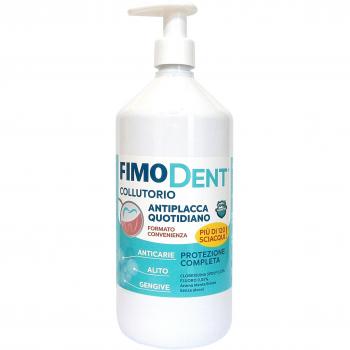 Collutorio Antiplaca Diario Fimodent 1L - Clorhexidina 0,05% y Flúor - Sabor Menta