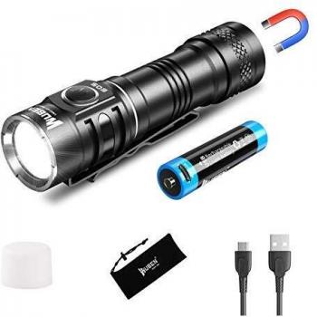 WUBEN E05 Linterna LED EDC AA CREE LED 900 Lumenes Super Brillante Con Base Magnetica, Recargable USB Impermeable IPX8 Mini Linterna Con 4 Modos Pilas Incluidas