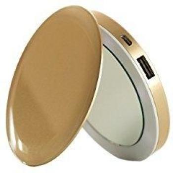 HYPER Perla compone el Espejo Compacto y USB Batería Recargable - Gold