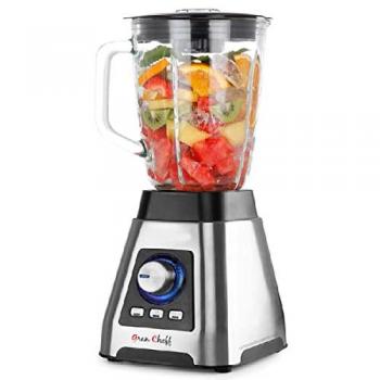 Batidora de vaso Orbegozo 1500W, jarra de cristal graduada 1,5L, cuerpo en acero inoxidable, 7 velocidades + 3 funciones programadas