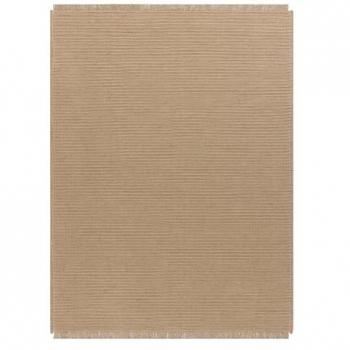 Alfombra de Yute 3651 Beige Oscuro Unicolor con Flecos, Tejido Plano, 140x190 cm