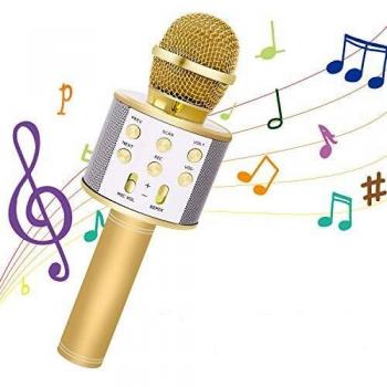 Bearbro microfono inalambrico bluetoothzmicrofono karaoke bluetooth portatil con funcion selfie para ninos canta partido musica compatible con androidios pc aux o telefono inteligente oro