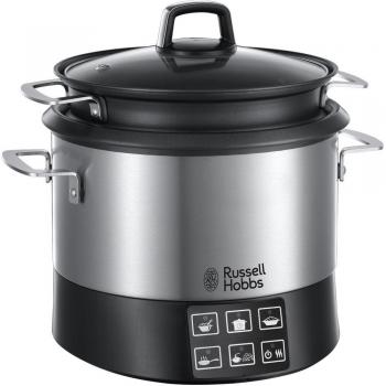 Russell Hobbs All-in-one Cookpot 23130-56 - Olla multifunción eléctrica, 8 programas de cocción, accesorios de cocina, tapa anticondensación, 4.5 l, 1000 vatios, acero inoxidable, negro/gris