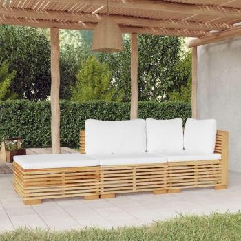 vidaXL 3 Piece Garden Lounge Set with Cushions Solid Teak Wood