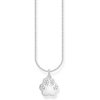 Thomas Sabo Charm Club Essentials Sterling Silver White Zirconia Paw Print Necklace KE2215-051-14-L45V Female